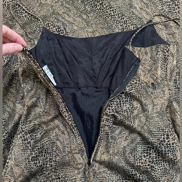 Vintage 90s‎ Y2K Betsey & Adam Snake Print Glittery Gold Prom Maxi Slip Dress L - Picture 13 of 13